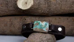 دستبند چرمی مردانه فیروزه نیشابوری اصل کد 385