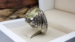 انگشتر مردانه کوارتز لیمویی آفریقایی کد 211