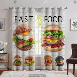 پرده چاپی سه بعدی طرح همبرگر PK-6025