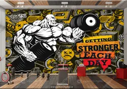 کاغذ دیواری سه بعدی طرخ باشگاه بدنسازی مدل نقاشی دیواری BA-7607 | چاپ دی : دکوراسیون داخلی آنلاین چاپی