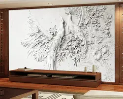 پوستر دیواری طرح پرنده گچ بری شده | چاپ دی : دکوراسیون داخلی آنلاین چاپی ، پوستر دیواری ، سه بعدی ، کاغذ دیواری