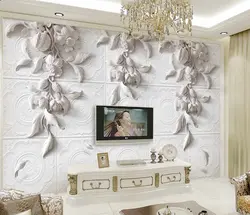 پوستر دیواری گچ بری سه بعدی گل های زیبا | چاپ دی : دکوراسیون داخلی آنلاین چاپی ، پوستر دیواری ، سه بعدی ، کاغذ