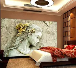 پوستر دیواری گچ بری چهره با تعزیینات طلایی | چاپ دی : دکوراسیون داخلی آنلاین چاپی ، پوستر دیواری ، سه بعدی ، کاغذ