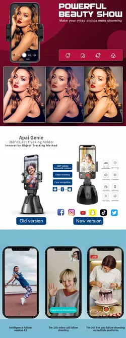 پایه گوشی موبایل مدل TY360 به همراه دنبال کننده هوشمند چهره 360 درجه