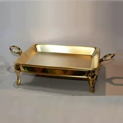 سوفله برنج خوری 8 نفره طلایی رزلند با دسته حلقه نگین طلایی