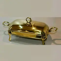 سوفله مستطیل بزرگ طلایی رزلند با دسته حلقه نگین طلایی