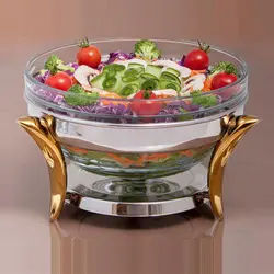 سوفله سالاد خوری رزلند با انبر استیل رزلند با دسته قایقی طلایی