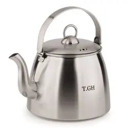 کتری قیطاسی T.GH مدل سپهر 2/5 لیتری لوله دار مات کف چدن دسته استیل کد TGH-304000
