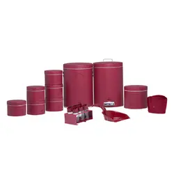 سرویس جهیزیه 18 پارچه ساده قرمز ماتیکی سمباده ای بهازکالا کد 16289083