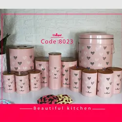 سرویس 12 پارچه فانتزی صورتی قلبی درب بامبو یونیک کد UN-8023