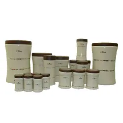 سرویس 18 پارچه کمر باریک کرم درب چوبی یونیک کد UN-4685