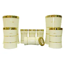 سرویس 8 پارچه کمر باریک خطی کرم طلا یونیک کد UN-4598