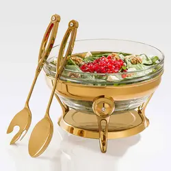 سالاد خوری تک استیل سری نگین دار طلایی کد 791G