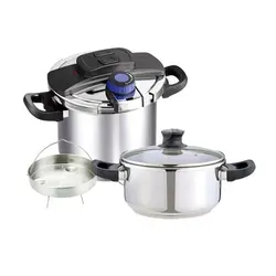 زودپز رو گازی استیل دو قلو 4+6 لیتر دلمونتی مدل DL1040