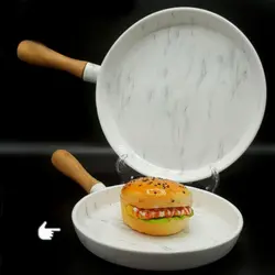 ماهیتابه تک دسته طرح سنگی چوب و سرامیک کوچک 8801