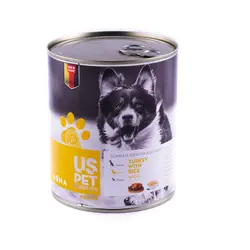 کنسرو سگ بالغ گوشت بوقلمون و برنج 800 گرمی us pet