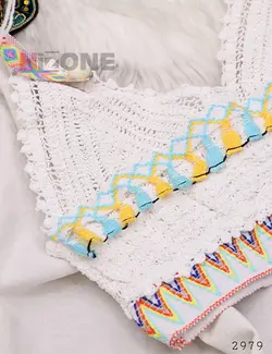 تاپ نیم تنه قلاب بافی مدل هانی (سفید)