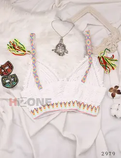 تاپ نیم تنه قلاب بافی مدل هانی (سفید)