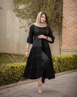 مانتو ژاکارد بلند مشکی