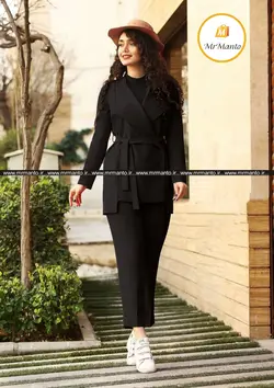 مانتو عیدانه ست دو تیکه مزونی کرپ باربی