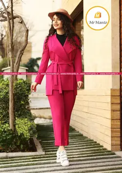 مانتو عیدانه ست دو تیکه مزونی کرپ باربی