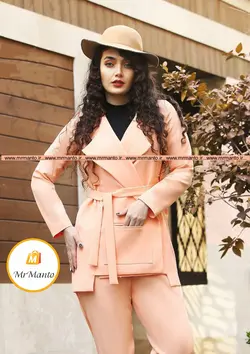 مانتو عیدانه ست دو تیکه مزونی کرپ باربی