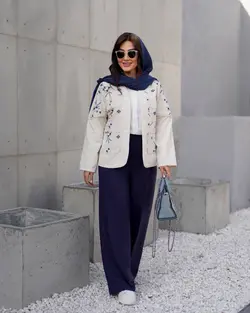 مانتو لینن مغزی‌عدسی‌دوزی