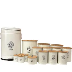 سرویس 16 پارچه آشپزخانه درب بامبو طرح کاکتوس یونیک مدل 9097