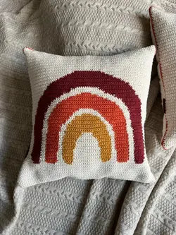 کاور کوسن قلاب بافی مدل رنگین کمان