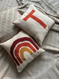 کاور کوسن قلاب بافی مدل رنگین کمان