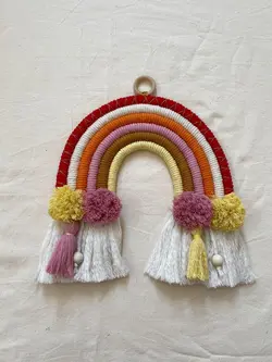 رنگین کمون مکرومه ای پوم پوم دار