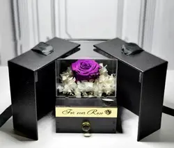 خرید باکس موزیکال سوپرایزی با رز جاودان و هورتانسیا جاودان