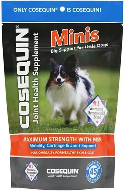 قرص جویدنی تقویت مفاصل و غضروف برای سگ بالغ نژاد کوچک| COSEQUIN Minis Joint Health Supplement