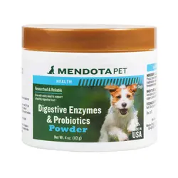 پودر پروبیوتیک از برند مندوتاپت | 114 گرم | Digestive Enzyme &amp; probiotic Powder Mendotapet