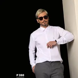 پیراهن سفید پودکش گلدوزی شده قاپک مخفی - عمده - کد P380