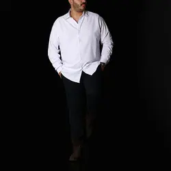 پیراهن قواره بزرگ سفید پنبه ویسکوز - عمده - کد P315