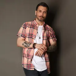 پیراهن چهارخانه مردانه پنبه نخ - عمده - کد P526