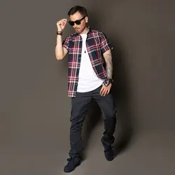 پیراهن چهارخانه مردانه پنبه نخ - عمده - کد P526