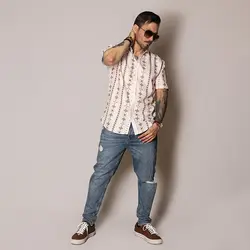 پیراهن نچرال چاپی - عمده - کد P546