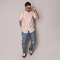 پیراهن نچرال چاپی - عمده - کد P546