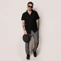 پیراهن مردانه کنفی یقه انگلیسی - عمده - کد P553