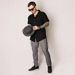 پیراهن مردانه کنفی یقه انگلیسی - عمده - کد P553