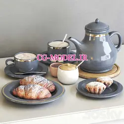 مدل سه بعدی ظروف و مافین و کروسان | سی جی مدل مرجع مدل سه بعدی برای تری دی مکس