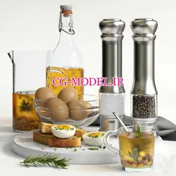 مدل سه بعدی صبحانه (3) | آبجکت تخم مرغ و مواد غذایی | سی جی مدل