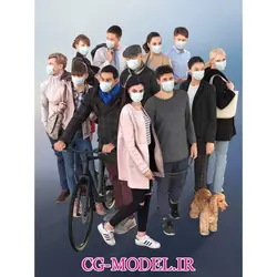 مجموعه مدل سه بعدی انسان با ماسک -آبجکت سه بعدی انسان و ماسک