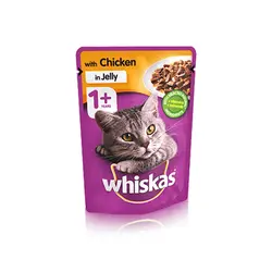 پوچ(سوپ) گربه ادالت ویسکاس طعم مرغ در ژله مدل(WHISKAS® Cat Pouch with Chicken in Jelly) با وزن 85 گرم