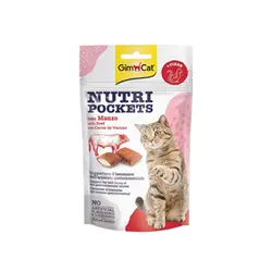 تشویقی مغزدار گربه نوتری پاکت جیم کت طعم گوشت گاو مدل(Nutri Pockets Beef) با وزن 60 گرم