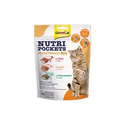 تشویقی مغزدار گربه نوتری پاکت جیم کت طعم میکس مالت و ویتامین مدل(Nutri Pockets Malt &amp; Vitamin Mix) با وزن 150 گرم