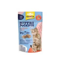 تشویقی مغزدار گربه نوتری پاکت جیم کت فیش طعم ماهی سالمون مدل(Nutri Pockets Fish With Salmon) با وزن 60 گرم