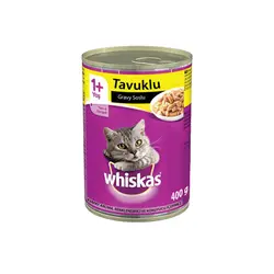 کنسرو گربه ادالت ویسکاس طعم مرغ (WHISKAS® chicken Cat with Gravy Sauce) با وزن 400 گرم